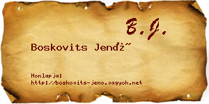 Boskovits Jenő névjegykártya