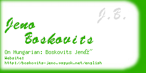 jeno boskovits business card